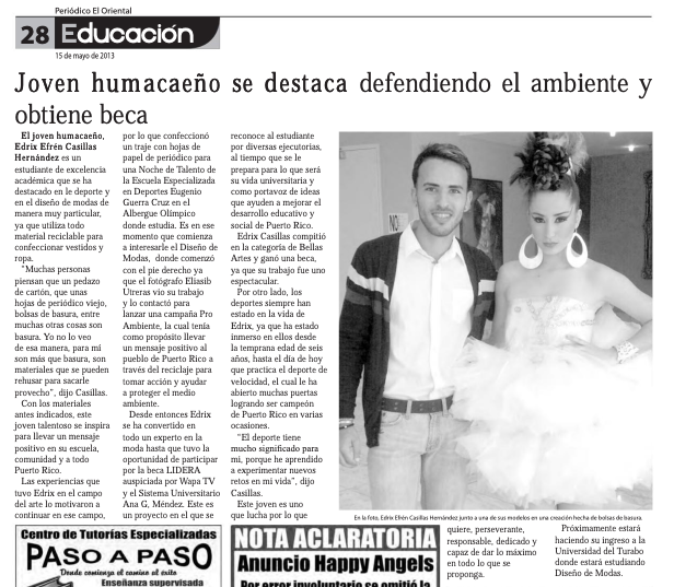 Interview ''Periódico El Oriental 2013